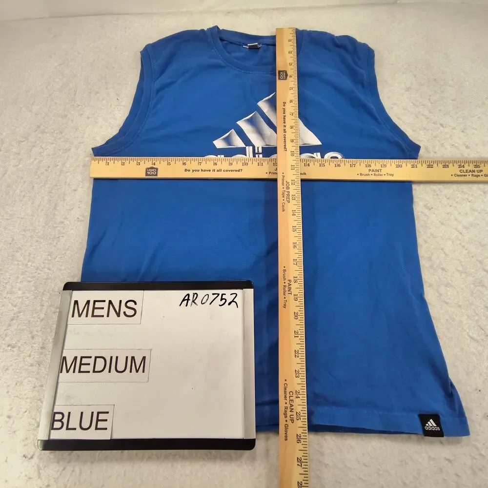 Adidas Sleeveless Athletic Tank Top Shirt Adult Mens Size Medium M Blue White